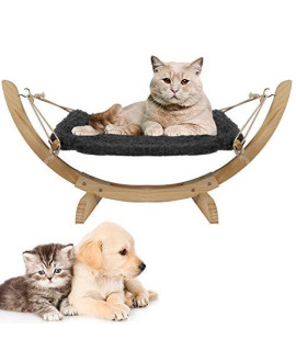 BIGTREE Luxury Cat Hammock Soft Plush Bed Holds Small to Medium Size Cat or Toy Dog Anti Sway Sturdy Perch Easy to Assemble Wood Construction