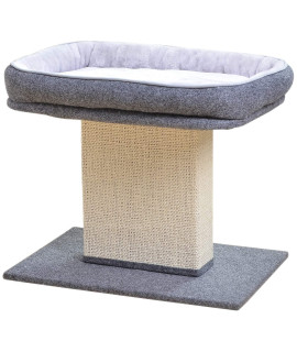 catry cat Bed with Scratching Post - Minimalist Style Design of cat Tree with cozy cat Bed and Teasing Scratching Post, Allure Kitten to Stay Around This Sturdy and Easy to Assemble cat Furniture