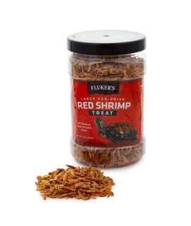 Flukers All Natural Large Sun-Dried Red Shrimp - Perfect for Aquatic Turtles Aquatic Frogs Tegus Monitors and Tropical Fish 10oz