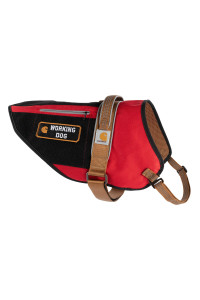 Carhartt Pet Vests, Nylon Ripstop Service Dog Harness, S, High Risk Red/Carhartt Brown , Small