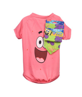 SpongeBob SquarePants for Pets Nickelodeon Patrick Pink Shirt for Dogs & green Bandana combo- Size Medium Soft and comfortable Spongebob clothes for Dogs- Lightweight T Shirt & Dog Bandana