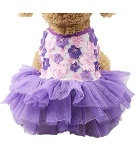 Dog Dress Harness girl Yorkie clothes for Small Dogs Dresses for Puppies girls Small Tutu Dress Purple M