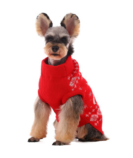 Kuoser Holiday Christmas Classic Reindeer Dog Sweater, Dog Knitwear For Cold Weather Small Medium Sized Dog Turtleneck Pet Clothes Cozy Doggie Vest Dog Winter Coat Costume L