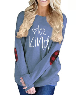 Unidear casual Be Kind Long Sleeve T Shirt Be Kind Tunic Tops Blouse for Women cute & comfy Blue L