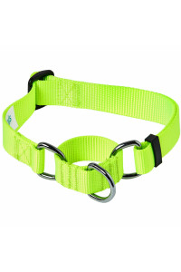 Blueberry Pet Essentials Martingale Safety Training Dog Collar, Highlighter Yellow, Small, Heavy Duty Nylon Adjustable Collars For Dogs
