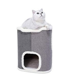 Zwbty Pet House Cat Tree Cat Scratching Barrel Square Barrel Cat Scratching Activity Center With Removable Mattress And Top Platform Pet Supplies Sisal Materialgray2Layers