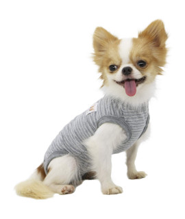 LOPHIPETS girl Dog Shirts Recovery Suit Pajamas for Small Dog Pomeranian Maltese Toy Poodle-gray StripsM
