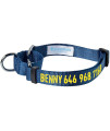 Blueberry Pet Essentials Personalized Martingale Safety Training Dog Collar, True Navy, Medium, Adjustable Customized Id Collars For Dogs Embroidered With Pet Name & Phone Number