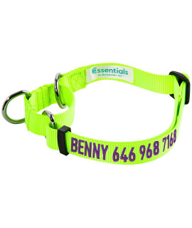 Blueberry Pet Essentials Personalized Martingale Safety Training Dog Collar, Highlighter Yellow, Small, Adjustable Customized Id Collars For Dogs Embroidered With Pet Name & Phone Number