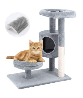 ScratchMe FluffyDream Cat Tree , Multi-Level Cat Tower House Condo with Scratching Posts & Hammock for Medium & Small Cats