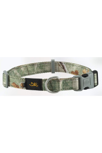 Browning classic Webbing Dog collar, Durable Adjustable Pet collar, Available in Solid colors and camo Patterns, Realtree Xtra Olive, Medium