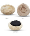 Alpha Paw Cozy Calming Dog Bed - Comfy, Anti Anxiety Plush Dog Bed - Puppy Round Cuddler Pillow - Fluffy Warm Donut Dog Bed, Ultra Soft Vegan Fur Pet Beds (Small 24", Beige)
