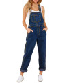 Vetinee Womens Nightfall Blue Classic Adjustable Straps Pockets Boyfriend Denim Bib Overalls Jeans Pants Small