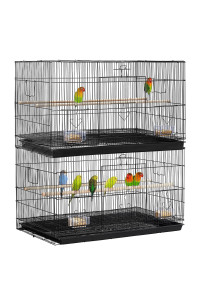 Yaheetech Pack Of 2 Stackable Rectangle Breeding Flight Parakeet Bird Cage For Finches Budgies Cockatiels Conures Lovebirds Canaries Parrots Wslide-Out Tray