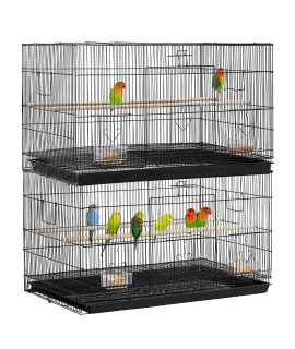Yaheetech Pack Of 2 Stackable Rectangle Breeding Flight Parakeet Bird Cage For Finches Budgies Cockatiels Conures Lovebirds Canaries Parrots Wslide-Out Tray