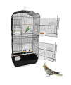 Bellanny Flight Parrot Bird Cage with Wood Perches & Food Cups for Canary Parakeet Cockatiel Lovebird Finch 37inch Black/White