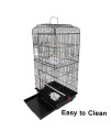 Bellanny Flight Parrot Bird Cage with Wood Perches & Food Cups for Canary Parakeet Cockatiel Lovebird Finch 37inch Black/White