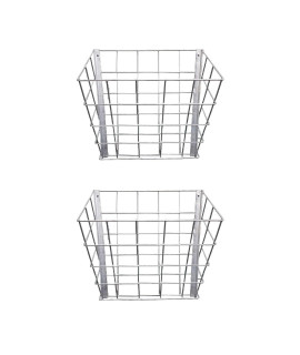 Rugged Ranch SGGBF Wall Mounted Rustproof Galvanized Steel Sheep, Goat, Horse, Rabbit, Guinea Pig, and Cow Livestock Hay Feeder Rack, Silver (2 Pack)