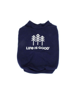 Coastal - Life is Good - Dog T-Shirt, Navy, Large (26 Girth, 20-40 lbs)