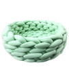 Lucky Monet Cotton Knitted Pet Bed Basket Warm Woven Cat Nest Cozy Cuddler for Dogs & Cats (15.7", Mint Green)