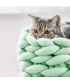 Lucky Monet Cotton Knitted Pet Bed Basket Warm Woven Cat Nest Cozy Cuddler for Dogs & Cats (15.7", Mint Green)