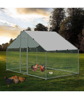 Large chicken coop Walk-in Metal Poultry cage House Rabbits Habitat cage Spire Shaped coop with Waterproof and Anti-Ultraviolet cover for Outdoor Backyard Farm Use (656 L x 98 W x 656 H)