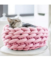 Lucky Monet Cotton Knitted Pet Bed Basket Warm Woven Cat Nest Cozy Cuddler for Dogs & Cats (19.7", Pink)