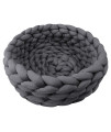 Lucky Monet Cotton Knitted Pet Bed Basket Warm Woven Cat Nest Cozy Cuddler for Dogs & Cats (15.7", Dark Gray)