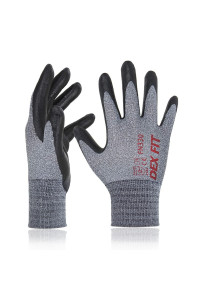 DEX FIT Nitrile Work gloves FN330, 1 Pair, 3D-comfort Stretchy Fit, Firm grip, Thin Lightweight, Touch-Screen compatible, Durable, Breathable cool, Machine Washable grey XL (10)