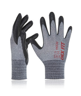 DEX FIT Nitrile Work gloves FN330, 1 Pair, 3D-comfort Stretchy Fit, Firm grip, Thin Lightweight, Touch-Screen compatible, Durable, Breathable cool, Machine Washable grey XL (10)