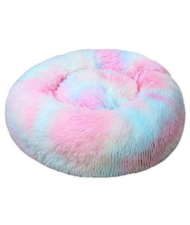 ZEJEUER Soft Washable Comfortable Pet Bed Round Nest Sleeping Sofa for Cats and Dogs GS010 (Diameter:39 inches (100cm), Tie-Dyed Colorful Pink)