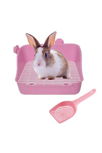 Hamiledyi Rabbit Litter Box,Aplastic Rectangular Cage Toilet, Bunny Potty Trainer Corner, Small Pets Bedding Litter Boxafor Chinchilla Guinea Pig Ferret Hedgehog (Pink)