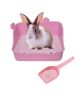 Hamiledyi Rabbit Litter Box,Aplastic Rectangular Cage Toilet, Bunny Potty Trainer Corner, Small Pets Bedding Litter Boxafor Chinchilla Guinea Pig Ferret Hedgehog (Pink)