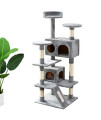 Mofine Cat Tree Apartment, with sisal Grab/sisal Rope, Two Luxurious Rooms, cat Tower Furniture, cat Activity Center, cat playroom(Gray)