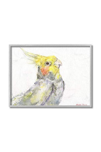 Stupell Industries Cockatiel Bird Portrait Tropical Yellow Pet, Design by George Dyachenko Grey Framed Wall Art, 16 x 20, White