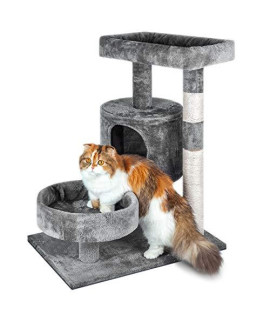 ScratchMe Cat Tree , Multi-Level Cat Tower House Condo with Scratching Posts & Hammock for Medium & Small Cats