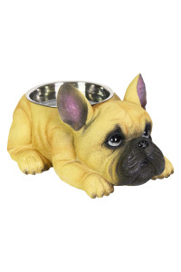 Exhart French Bulldog Bowl, Adorable/ Durable Resin Dog D