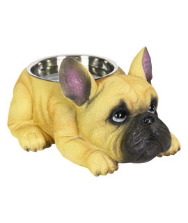 Exhart French Bulldog Bowl, Adorable/ Durable Resin Dog D