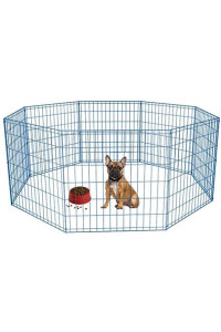 Dog Playpens Dog Fence Dog Fence for The House and Outdoor Puppy Playpen for Small Dogs,Portable Foldable Dog Playpen Metal Wire Pet Exercise Pen Fence Enclosure,24'' Blue