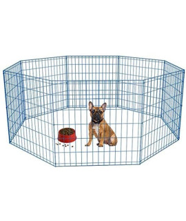 Dog Playpens Dog Fence Dog Fence for The House and Outdoor Puppy Playpen for Small Dogs,Portable Foldable Dog Playpen Metal Wire Pet Exercise Pen Fence Enclosure,24'' Blue