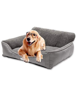 Euchirus Pet Dog Bed for Medium Dogs(X-Large for Large Dogs),Dog Bed with Machine Washable Comfortable and Safety for Medium and Large Dogs Or Multiple(Greay,Brown) (L-(31''x 25''x9'', Grey)
