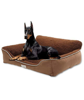 Euchirus Dog Bed for Medium Large Dogs,Washable Pet Bed Mattress with Removable Lining,Pet Sofa Bed Waterproof Non Slip Bottom(XL-(40''x 31''x 10''), Brown)