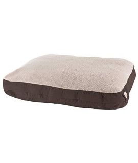 Carhartt Firm Duck Dog Bed, Durable Canvas Pet Bed with Water-Repellent Shell, Dark Brown with Sherpa Top, Small