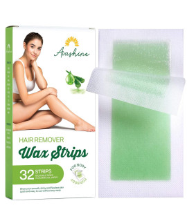 Avashine Wax Strips Hair Removal for Woman Man Hair Removal Body Wax Strips with Aloe for legs Brazilian Arms Underarm Bikini At Home Waxing Kit with 32 Strips plus 4 calming oil Wipes