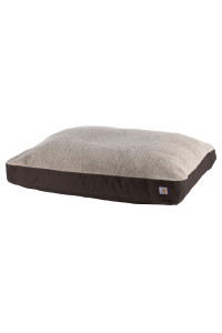 Carhartt Firm Duck Dog Bed, Durable Canvas Pet Bed with Water-Repellent Shell, Dark Brown with Sherpa Top, Medium