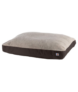 Carhartt Firm Duck Dog Bed, Durable Canvas Pet Bed with Water-Repellent Shell, Dark Brown with Sherpa Top, Medium
