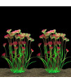 JIH Plastic Plants for Aquarium,Tall Artificial Plants for Fish Tank Decor 15.6 Inch (2 Pcs) (Red)