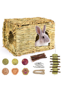 PStarDMoon Bunny Grass House-Hand Made Edible Natural Grass Hideaway Comfortable Playhouse for Rabbits, Guinea Pigs and Small Animals to Play,Sleep and Eat (style4)
