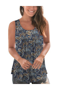Beecarchil Womens Flowy Shirts for Women Floral Print Fit Tunic Tank Tops color 1 3XL