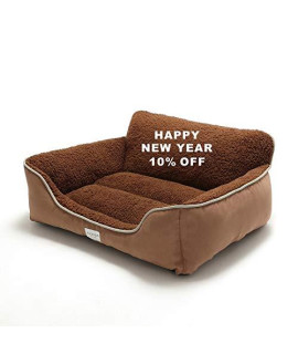 WORKPOINT Pet Beds/Dog Beds, Self-Warming, Comfortable and Safety, Machine Wash & Dryer Friendly, Perfect Cushion Beds for Dogs and Cats (M(23.6" x 19.7" x 7.8"), Brown)